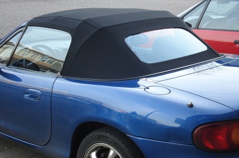 Softtop Mazda MX5 NB stof zwart, glazen verw. ruit