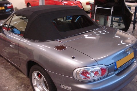 Softtop Mazda MX5 NB stof zwart, glazen verw. ruit