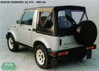 Softtop Suzuki Samurai zwart vinyl, geel kenteken