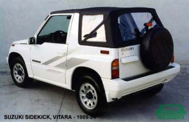 Softtop Suzuki Vitara zwart vinyl, geel kenteken